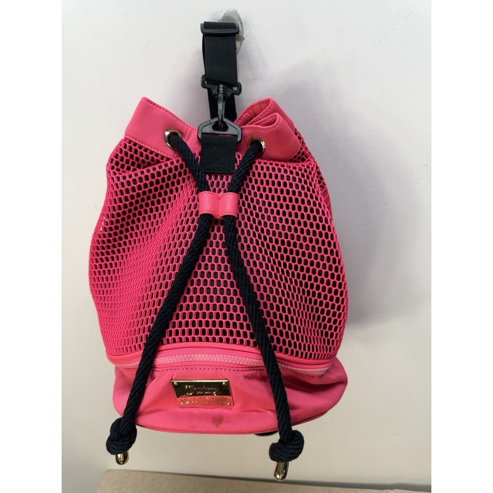 Juicy Couture Neon Pink Scuba Mesh Sling Bag, Y2K Sz 12x12
